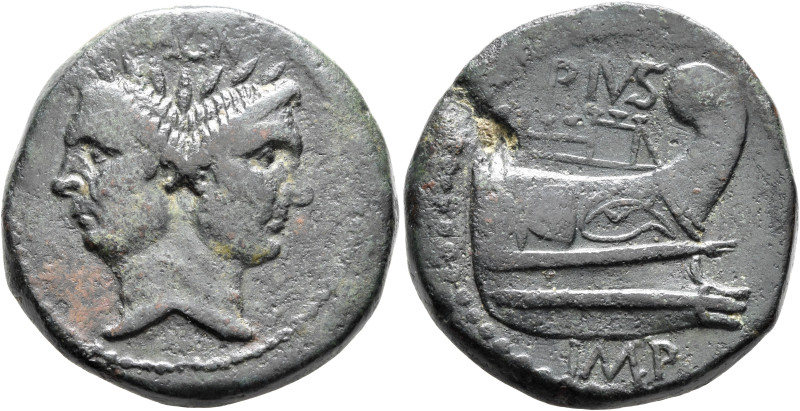 Sextus Pompey, † 35 BC. As (Bronze, 30 mm, 22.49 g, 12 h), uncertain mint in Sic...