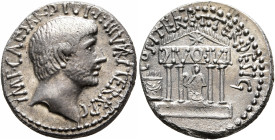 Octavian, 44-27 BC. Denarius (Silver, 19 mm, 3.84 g, 6 h), mint moving with Octavian in central or southern Italy, 36 BC. IMP•CAESAR•DIVI•F•III•VIR•IT...