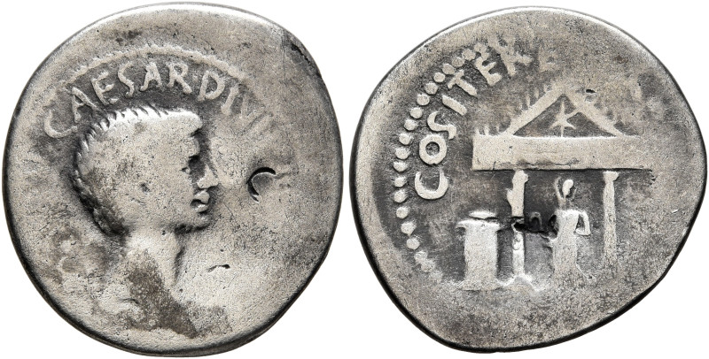 Octavian, 44-27 BC. Denarius (Silver, 20 mm, 3.52 g, 3 h), mint moving with Octa...