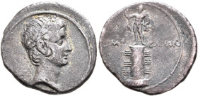 Octavian, 44-27 BC. Denarius (Silver, 19 mm, 3.66 g, 10 h), uncertain Italian mint, circa 29-27. Laureate head of Octavian to right. Rev. IMP - CAESAR...