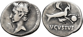 Augustus, 27 BC-AD 14. Denarius (Silver, 18 mm, 3.52 g, 6 h), uncertain mint in Spain (Emerita or Colonia Patricia?), circa 18-17/16 BC. Bare head of ...