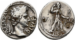 Augustus, 27 BC-AD 14. Denarius (Subaeratus, 19 mm, 2.80 g, 5 h), a contemporary plated imitation of an issue from Lugdunum, uncertain mint, after 11 ...