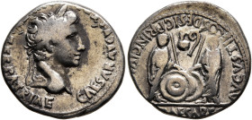 Augustus, 27 BC-AD 14. Denarius (Silver, 18 mm, 3.69 g, 11 h), Lugdunum, 2 BC-AD 4. CAESAR AVGVSTVS DIVI F PATER PATRIAE Laureate head of Augustus to ...