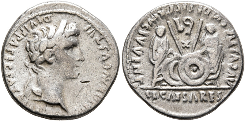 Augustus, 27 BC-AD 14. Denarius (Silver, 18 mm, 3.70 g, 3 h), Lugdunum, 2 BC-4 A...