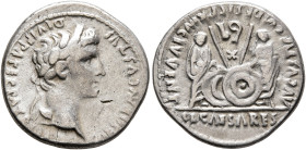 Augustus, 27 BC-AD 14. Denarius (Silver, 18 mm, 3.70 g, 3 h), Lugdunum, 2 BC-4 AD. CAESAR AVGVSTVS DIVI F PATER PATRIAE Laureate head of Augustus to r...