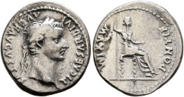 Tiberius, 14-37. Denarius (Silver, 19 mm, 3.69 g, 12 h), Lugdunum. TI CAESAR DIVI AVG F AVGVSTVS Laureate head of Tiberius to right. Rev. PONTIF MAXIM...