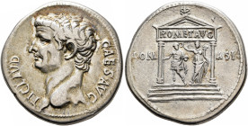 Claudius, 41-54. Cistophorus (Silver, 26 mm, 11.00 g, 7 h), Ephesus, circa 41-42. TI CLAVD CAES•AVG Bare head of Claudius to left. Rev. COM - ASI Dist...