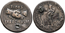 Civil Wars. Rhine Legions. Anonymous, circa May-June 68. Denarius (Subaeratus, 18 mm, 2.63 g, 9 h), uncertain mint in Gaul or in the Rhine Valley. 'Fi...