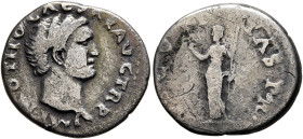 Otho, 69. Denarius (Silver, 18 mm, 3.00 g, 6 h), Rome. IMP M OTHO CAESAR AVG TR P Bare head of Otho to right. Rev. SECVRITAS P R Securitas standing fr...
