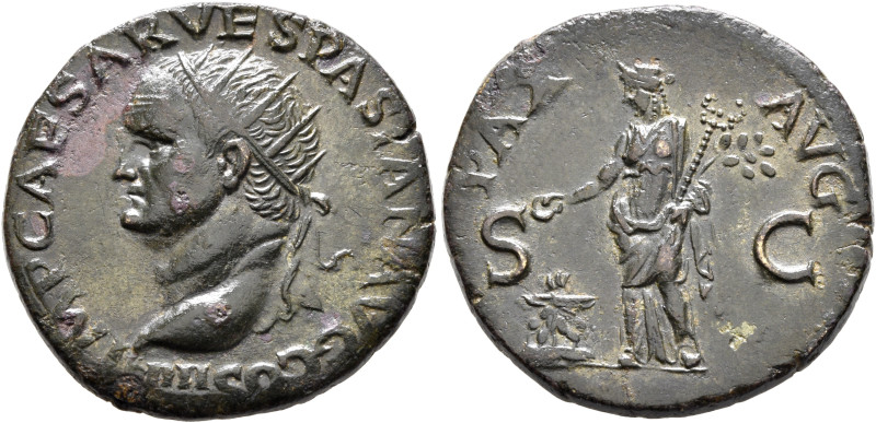 Vespasian, 69-79. Dupondius (Orichalcum, 27 mm, 10.60 g, 6 h), Lugdunum, 72. IMP...