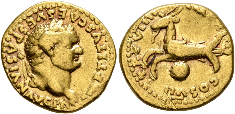 Titus, 79-81. Aureus (Gold, 17 mm, 6.26 g, 5 h), Rome, 79. IMP TITVS CAES VESPAS...