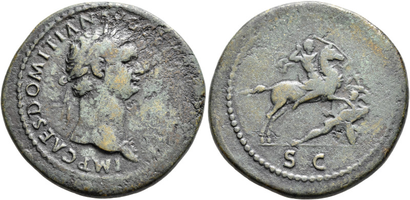 Domitian, 81-96. Sestertius (Orichalcum, 35 mm, 23.85 g, 8 h), Rome, 85. IMP CAE...