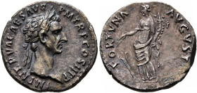 Nerva, 96-98. Denarius (Silver, 18 mm, 3.00 g, 6 h), Rome, 97. IMP NERVA CAES AVG P M TR P COS III P P Laureate head of Nerva to right. Rev. FORTVNA A...
