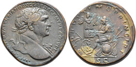 Trajan, 98-117. Sestertius (Orichalcum, 32 mm, 27.93 g, 6 h), Rome, circa 108-109/10. IMP CAES NERVAE TRAIANO AVG GER DAC P M TR P COS V P P Laureate ...