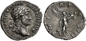 Hadrian, 117-138. Denarius (Silver, 18 mm, 3.21 g, 7 h), Rome, circa late 120-121. IMP CAESAR TRAIAN HADRIANVS AVG Laureate head of Hadrian to right. ...