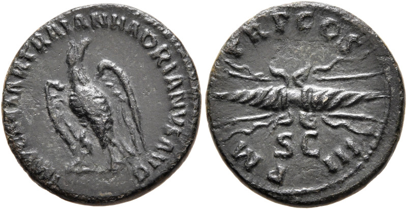 Hadrian, 117-138. Quadrans (Copper, 17 mm, 2.95 g, 5 h), Rome, 121-122. IMP CAES...