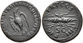 Hadrian, 117-138. Quadrans (Copper, 17 mm, 2.95 g, 5 h), Rome, 121-122. IMP CAESAR TRAIAN HADRIANVS AVG Eagle standing left, with wings spread and hea...