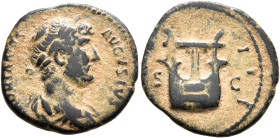 Hadrian, 117-138. Semis (Orichalcum, 18 mm, 3.19 g, 5 h), Rome, for circulation in Syria, circa 124-125. HADRIANVS AVGVSTVS Laureate, draped and cuira...