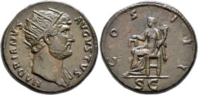 Hadrian, 117-138. Dupondius (Orichalcum, 26 mm, 14.74 g, 6 h), Rome, circa 125-127. HADRIANVS AVGVSTVS Radiate head of Hadrian to right, with slight d...