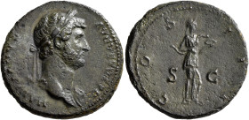 Hadrian, 117-138. As (Copper, 26 mm, 10.61 g, 6 h), Rome, 128-129. HADRIANVS AVGVSTVS Laureate head of Hadrian to right, with slight drapery on his le...