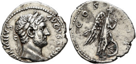 Hadrian, 117-138. Denarius (Silver, 19 mm, 2.86 g, 6 h), uncertain mint in the East, 128-circa 130. HADRIANVS AVGVSTVS Laureate head of Hadrian to rig...
