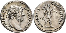 Hadrian, 117-138. Denarius (Silver, 12 mm, 3.60 g, 6 h), Rome, 134-138. HADRIANVS AVG COS III P P Laureate head of Hadrian to right. Rev. ROMVLO CONDI...