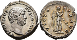 Hadrian, 117-138. Denarius (Silver, 18 mm, 3.75 g, 7 h), Rome, 136. HADRIANVS AVG COS III P P Bare head of Hadrian to right. Rev. VICTORIA AVG Victori...