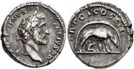 Antoninus Pius, 138-161. Denarius (Silver, 17 mm, 3.22 g, 12 h), Rome, circa 140. ANTONINVS AVG PIVS P P Laureate head of Antoninus Pius to right. Rev...