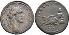 Antoninus Pius, 138-161. Sestertius (Orichalcum, 33 mm, 24.17 g, 12 h), Rome, 140-144. ANTONINVS AVG PIVS P P TR P COS III Laureate head of Antoninus ...