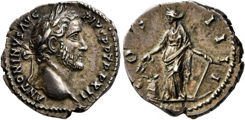 Antoninus Pius, 138-161. Denarius (Silver, 18 mm, 2.98 g, 1 h), Rome, 148-149. A...