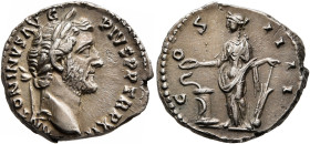 Antoninus Pius, 138-161. Denarius (Silver, 17 mm, 3.11 g, 6 h), Rome, 148-149. ANTONINVS AVG PIVS P P TR P XII Laureate head of Antoninus Pius to righ...