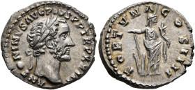 Antoninus Pius, 138-161. Denarius (Silver, 17 mm, 3.44 g, 6 h), Rome, 159-160. ANTONINVS AVG PIVS P P TR P XXIII Laureate head of Antoninus Pius to ri...