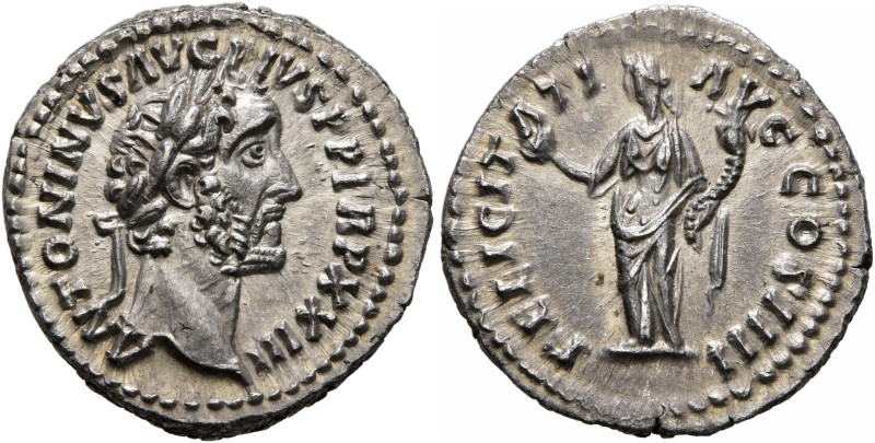 Antoninus Pius, 138-161. Denarius (Silver, 18 mm, 3.16 g, 5 h), Rome, 159-160. A...