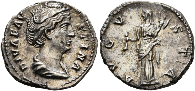 Diva Faustina Senior, died 140/1. Denarius (Silver, 18 mm, 3.43 g, 5 h), Rome. D...