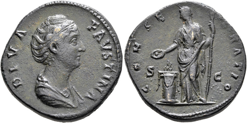 Diva Faustina Senior, died 140/1. Sestertius (Orichalcum, 32 mm, 22.00 g, 6 h), ...