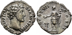 Marcus Aurelius, as Caesar, 139-161. Denarius (Silver, 18 mm, 3.23 g, 6 h), Rome, 152-3. AVRELIVS CAESAR AVG PII FIL Bare head of Marcus Aurelius to r...