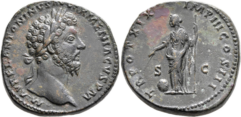 Marcus Aurelius, 161-180. Sestertius (Orichalcum, 31 mm, 27.58 g, 12 h), Rome, 1...