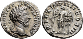 Marcus Aurelius, 161-180. Denarius (Silver, 18 mm, 3.31 g, 7 h), Rome, Summer-December 166. M ANTONINVS AVG ARM PARTH MAX Laureate head of Marcus Aure...