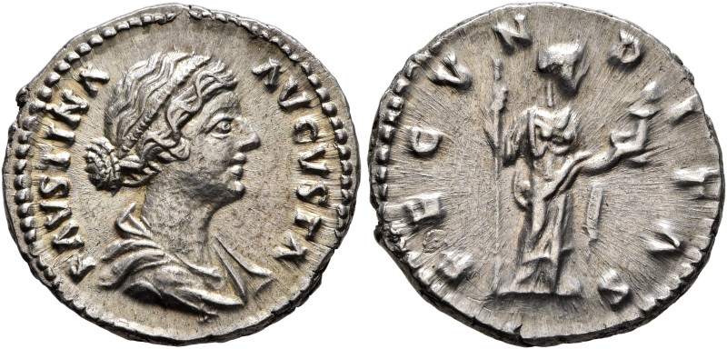 Faustina Junior, Augusta, 147-175. Denarius (Silver, 18 mm, 3.51 g, 6 h), Rome, ...