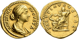 Faustina Junior, Augusta, 147-175. Aureus (Gold, 20 mm, 7.24 g, 6 h), Rome, 161-176. FAVSTINA AVGVSTA Draped bust of Faustina Junior to right. Rev. SA...