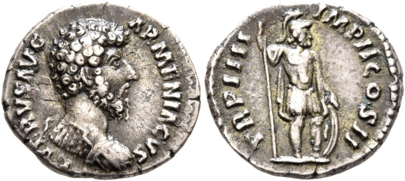 Lucius Verus, 161-169. Denarius (Silver, 18 mm, 3.18 g, 6 h), Rome, 163-164. L V...