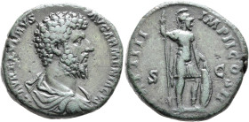 Lucius Verus, 161-169. Sestertius (Orichalcum, 32 mm, 25.50 g, 11 h), Rome, 163-164. L AVREL VERVS AVG ARMENIACVS Bare-headed, draped and cuirassed bu...
