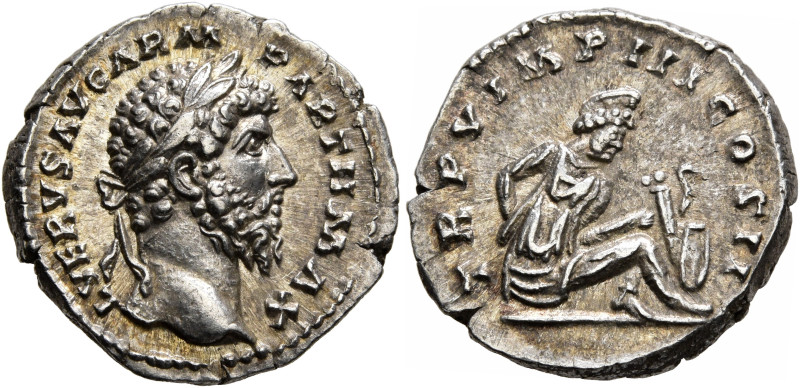 Lucius Verus, 161-169. Denarius (Silver, 18 mm, 3.51 g, 7 h), Rome, 165. L VERVS...