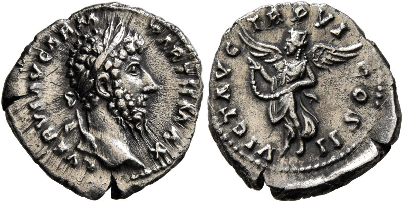 Lucius Verus, 161-169. Denarius (Silver, 19 mm, 3.12 g, 12 h), Rome, 165-166. L ...