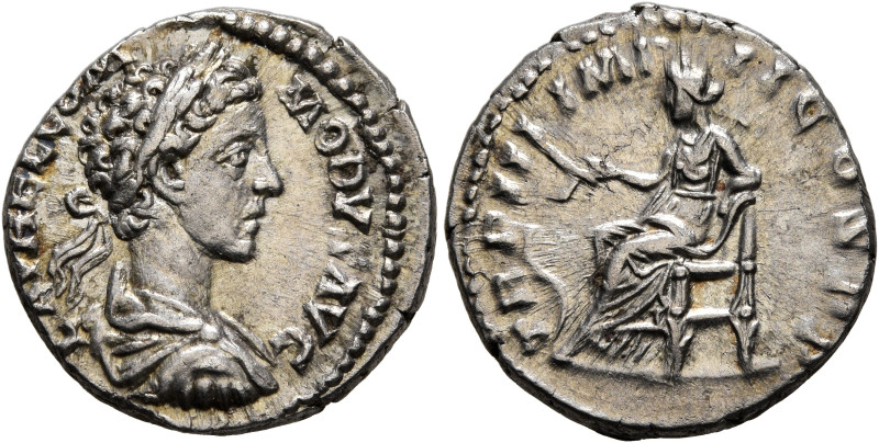 Commodus, 177-192. Denarius (Silver, 17 mm, 3.49 g, 11 h), Rome, 177-178. L AVRE...