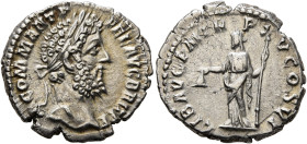Commodus, 177-192. Denarius (Silver, 19 mm, 2.68 g, 5 h), Rome, 190. M COMM ANT P FEL AVG BRIT P P Laureate head of Commodus to right. Rev. LIB AVG P ...