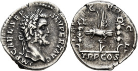 Septimius Severus, 193-211. Denarius (Silver, 17 mm, 2.86 g, 12 h), Rome, 193-194. IMP CAE L SEP SEV PERT AVG Laureate head of Septimius Severus to ri...