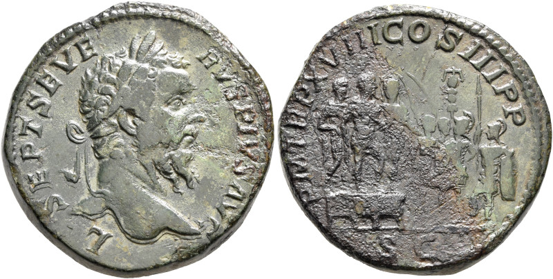 Septimius Severus, 193-211. Sestertius (Bronze, 31 mm, 24.15 g, 12 h), Rome, 210...