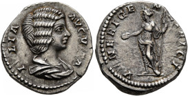 Julia Domna, Augusta, 193-217. Denarius (Silver, 17 mm, 3.63 g, 11 h), Rome, 198-202. IVLIA AVGVSTA Draped bust of Julia Domna to right. Rev. VENERI G...