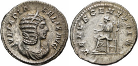 Julia Domna, Augusta, 193-217. Antoninianus (Silver, 22 mm, 4.62 g, 6 h), Rome, 215-217. IVLIA PIA FELIX AVG Diademed and draped bust of Julia Domna s...